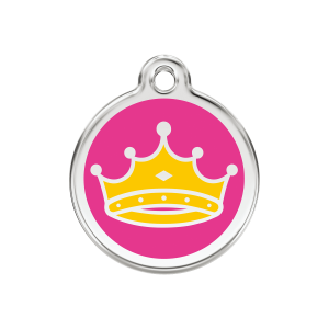 Medaglietta per cane medio Regina smalto rosa vivo acciaio inox