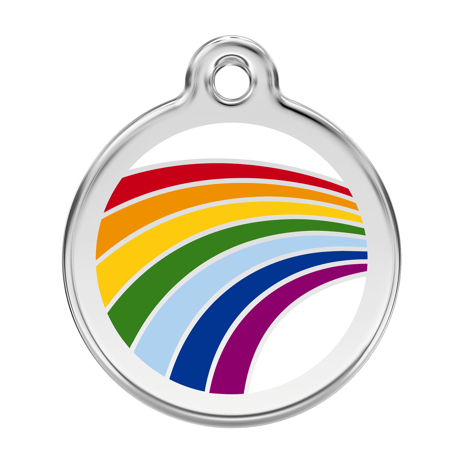 Vue avant - Médaille personnalisée pour chien Red Dingo Émail Arc-en-ciel Blanc - Taglia L