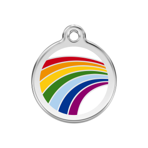 Medaglietta per cane medio smalto bianco e acciaio inox arcobaleno