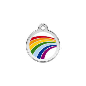 Medaglietta per cane piccolo piccola arcobaleno smalto bianco acciaio inox
