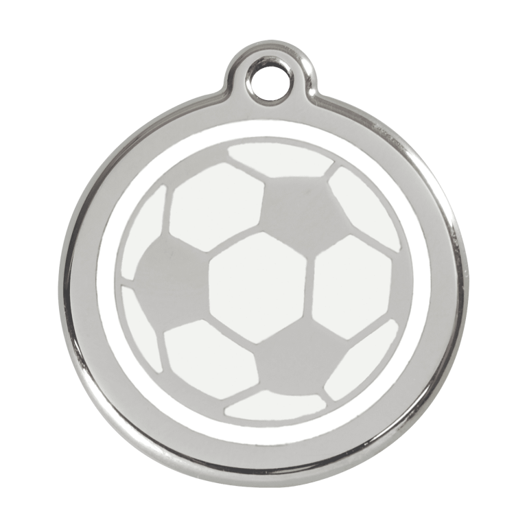 Vue avant - Médaille personnalisée pour chien - Red Dingo 01-SB-WT-LG - Ballon de football blanc - Taglia L