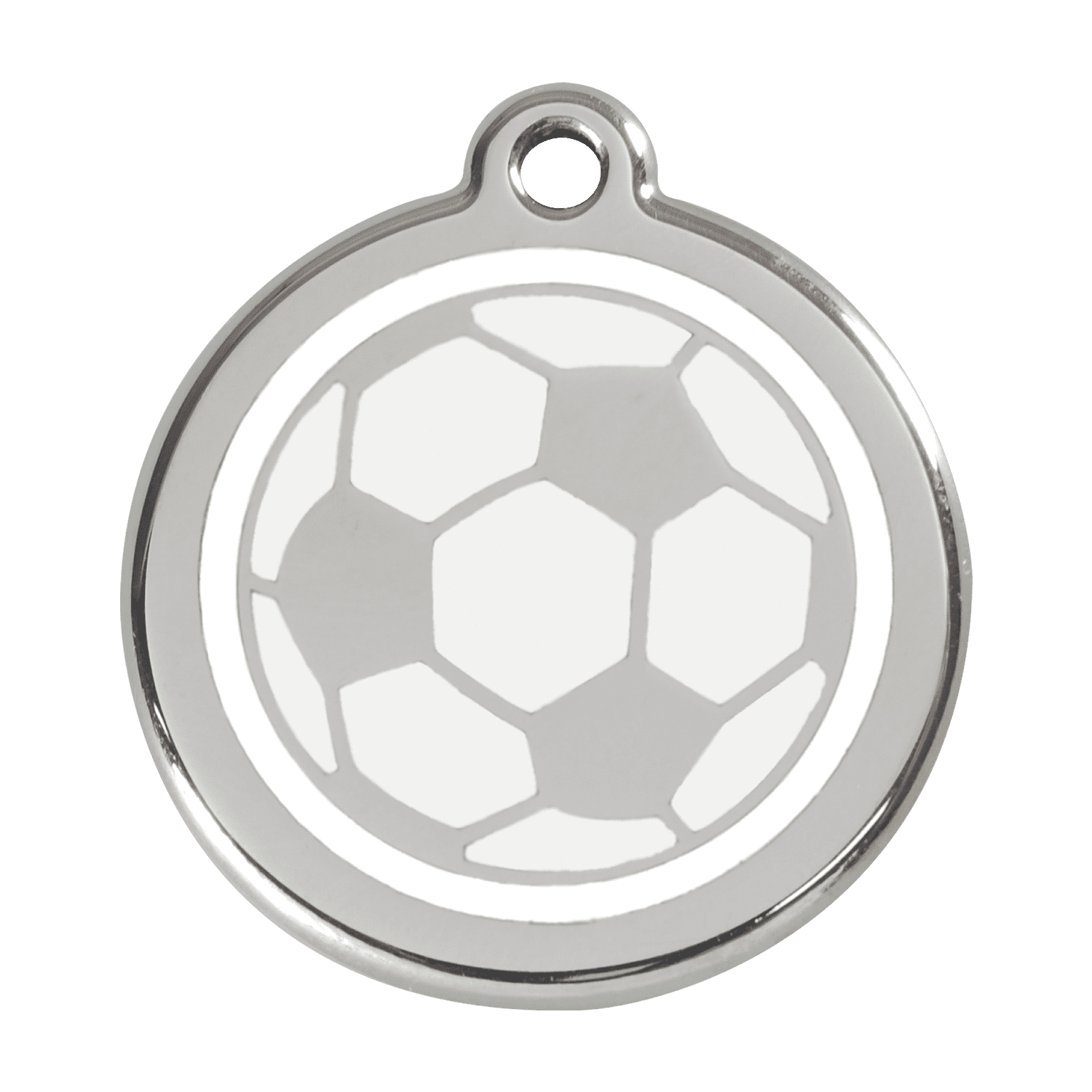 Vue avant - Médaille personnalisée pour chien - Red Dingo 01-SB-WT-LG - Ballon de football blanc - Taglia L