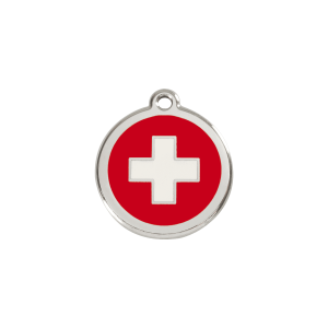 Medaglietta per gatto Croce Svizzera smalto rosso S 20 mm