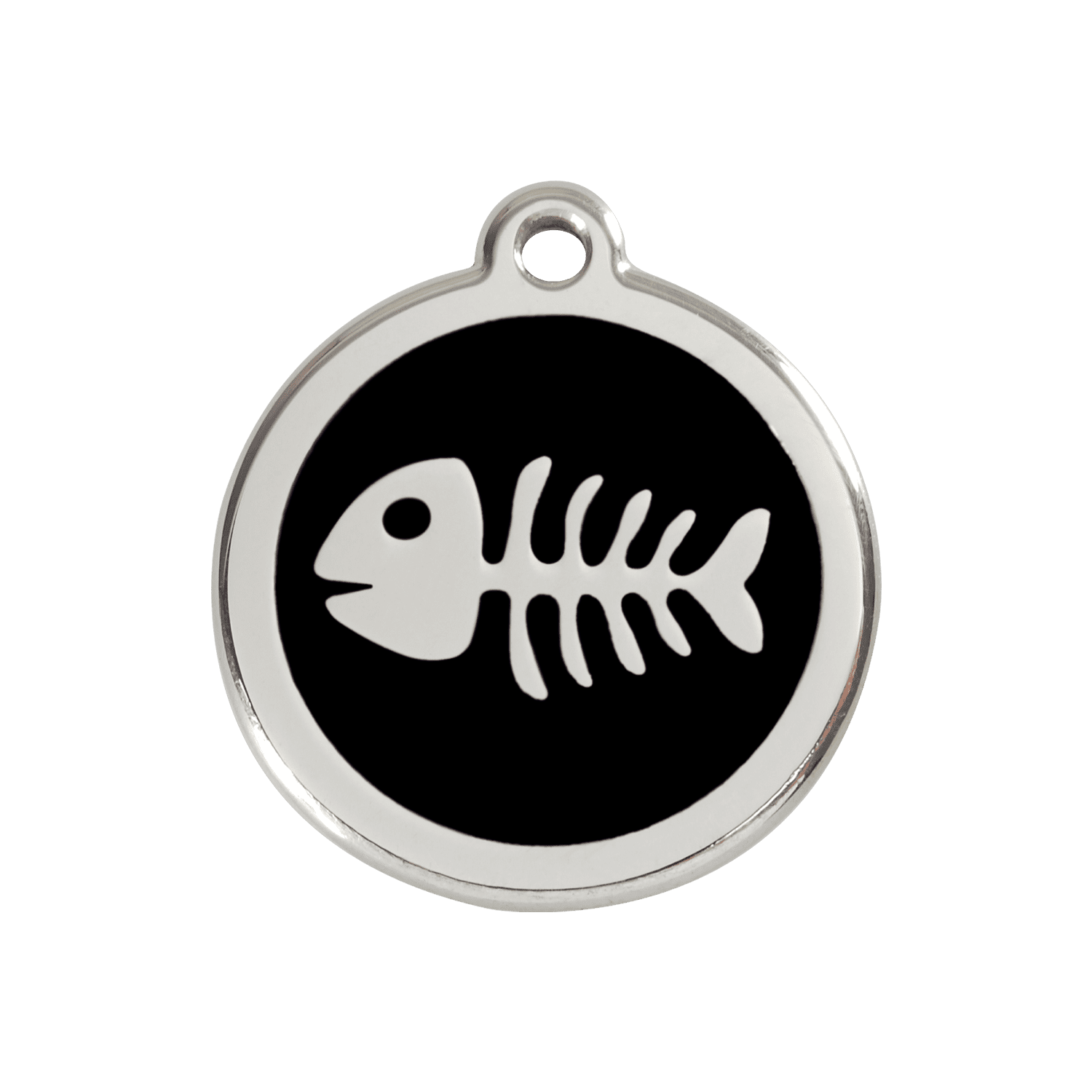 Vue avant - Médaille personnalisée pour chien ou chat - Red Dingo - Squelette de poisson - Noir - Taglia M
