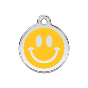 Medaglietta per cane medio Smiley giallo smalto acciaio inox
