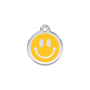 Medaglietta per gatto Smiley giallo smalto S in acciaio inox
