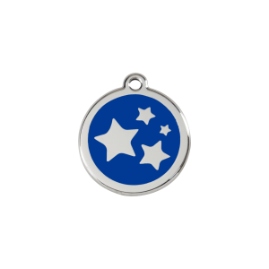 Medaglietta S per gatto o cane piccolo con stella in smalto blu scuro e acciaio inox
