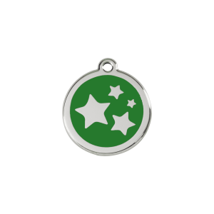 Medaglietta S smalto verde e acciaio inox per gatto o cane piccolo con motivo stella