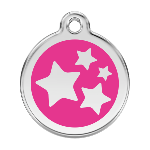 Medaglietta per cane grande stella smalto rosa vivace e acciaio inox
