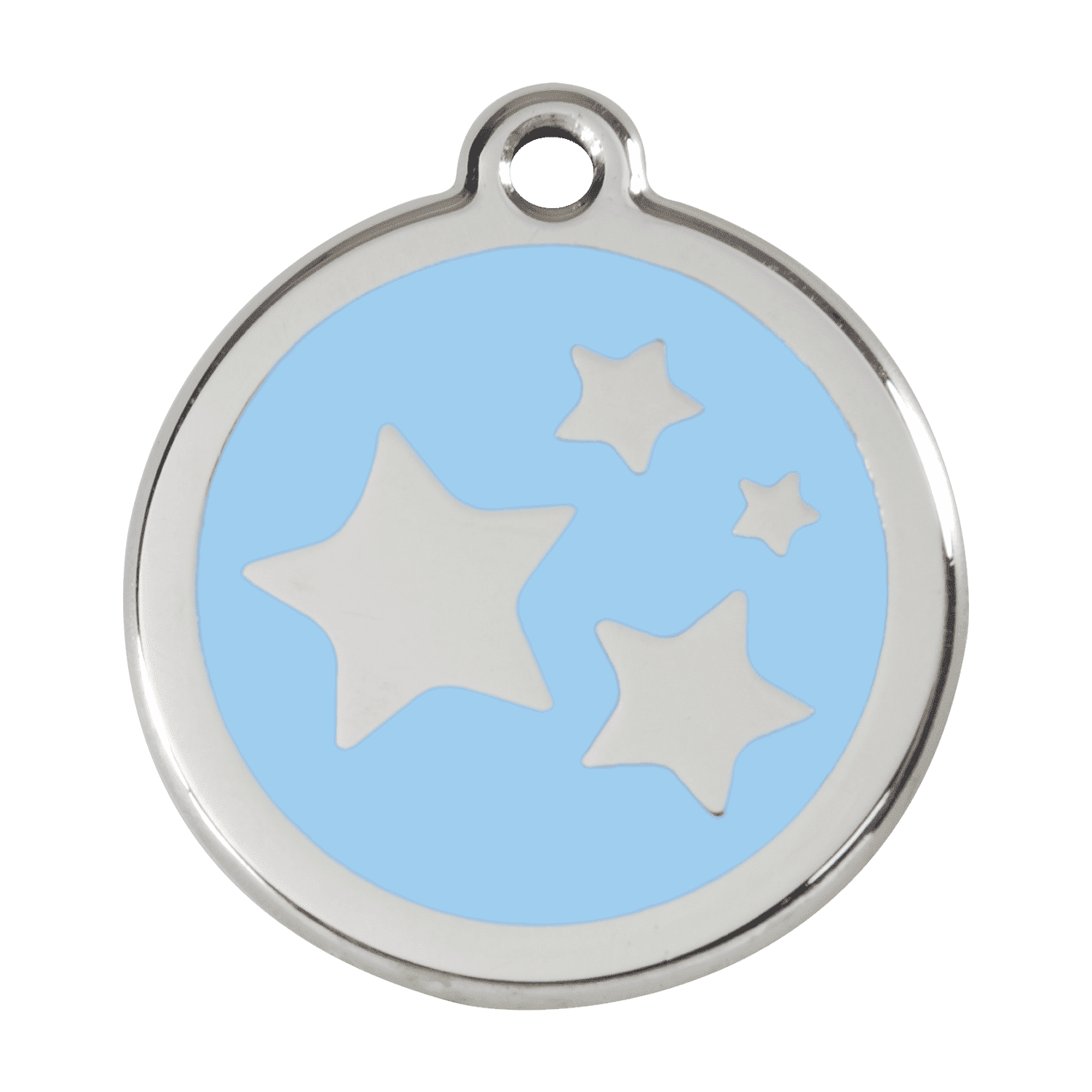 Vue avant - Médaille personnalisée pour chien Red Dingo Émail et acier inoxydable - Motif étoile - Bleu clair - Taglia L