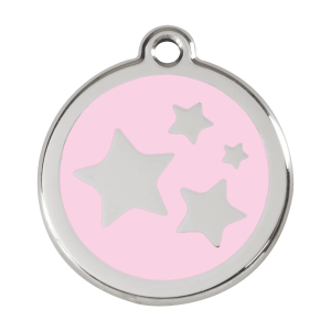 Medaglietta per cane grande con stella in smalto rosa e acciaio inox