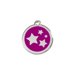 Medaglietta viola stella smalto acciaio inox per gatto o cane piccolo S