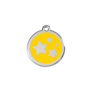 Medaglietta per gatto piccola stella smalto giallo acciaio inox