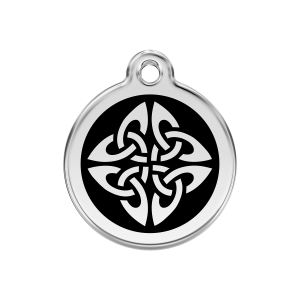 Medaglietta per cane medio smalto nero e acciaio inox con frecce tribali