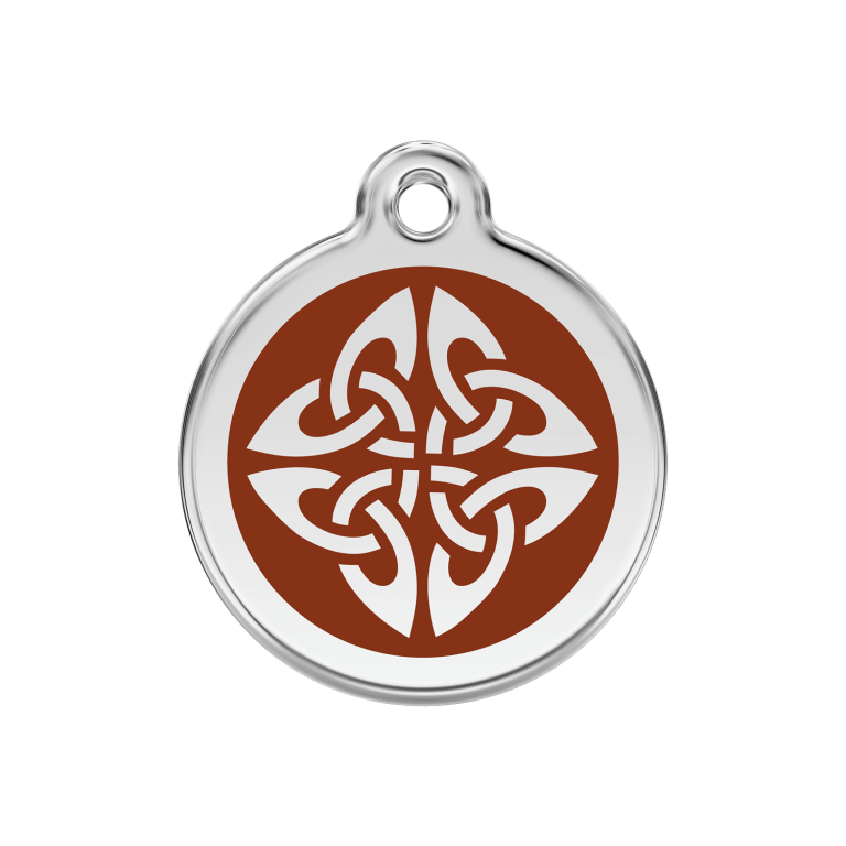 Vue avant - Médaille personnalisée pour chien/chat Red Dingo Émail et acier inoxydable - Flèches tribales - Brun - Taglia M