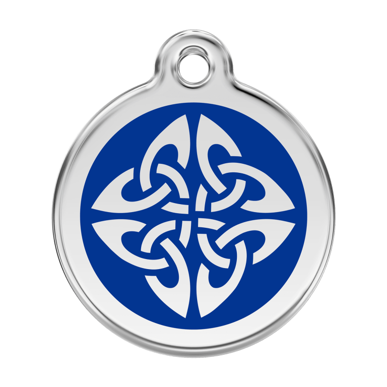 Vue avant - Médaille personnalisée pour chien Red Dingo Émail et acier inoxydable - Flèches tribales - Bleu foncé - Taglia L