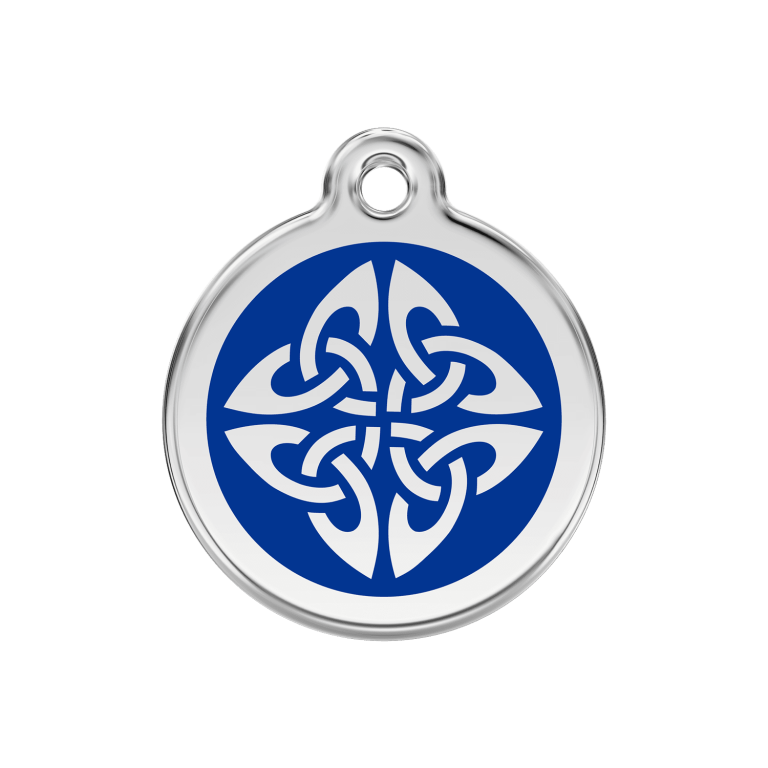 Vue avant - Médaille personnalisable pour chien Red Dingo Émail et acier inoxydable Flèches tribales Bleu foncé 30.00mm