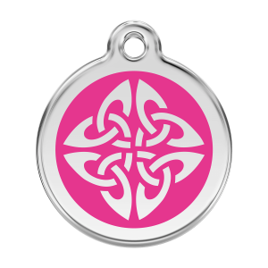 Medaglietta per cane grande frecce tribali smalto rosa vivace e acciaio inox