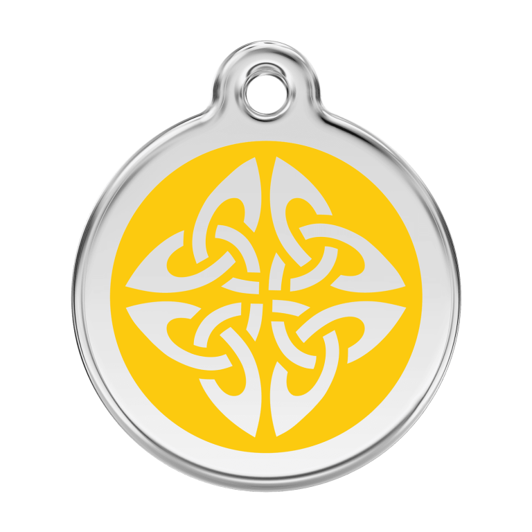 Vue avant - Médaille personnalisée pour chien Red Dingo Émail et acier inoxydable Jaune - Taglia L