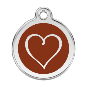 Medaglietta per cane grande cuore tribale smalto marrone e acciaio inox