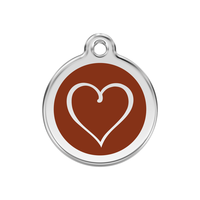 Vue avant - Médaille personnalisable pour chien/chat Red Dingo Coeur Tribal Brun 30mm