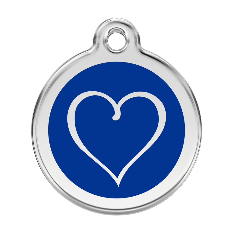 Vue avant - Médaille personnalisée pour chien Red Dingo Coeur Tribal Bleu foncé - Taglia L