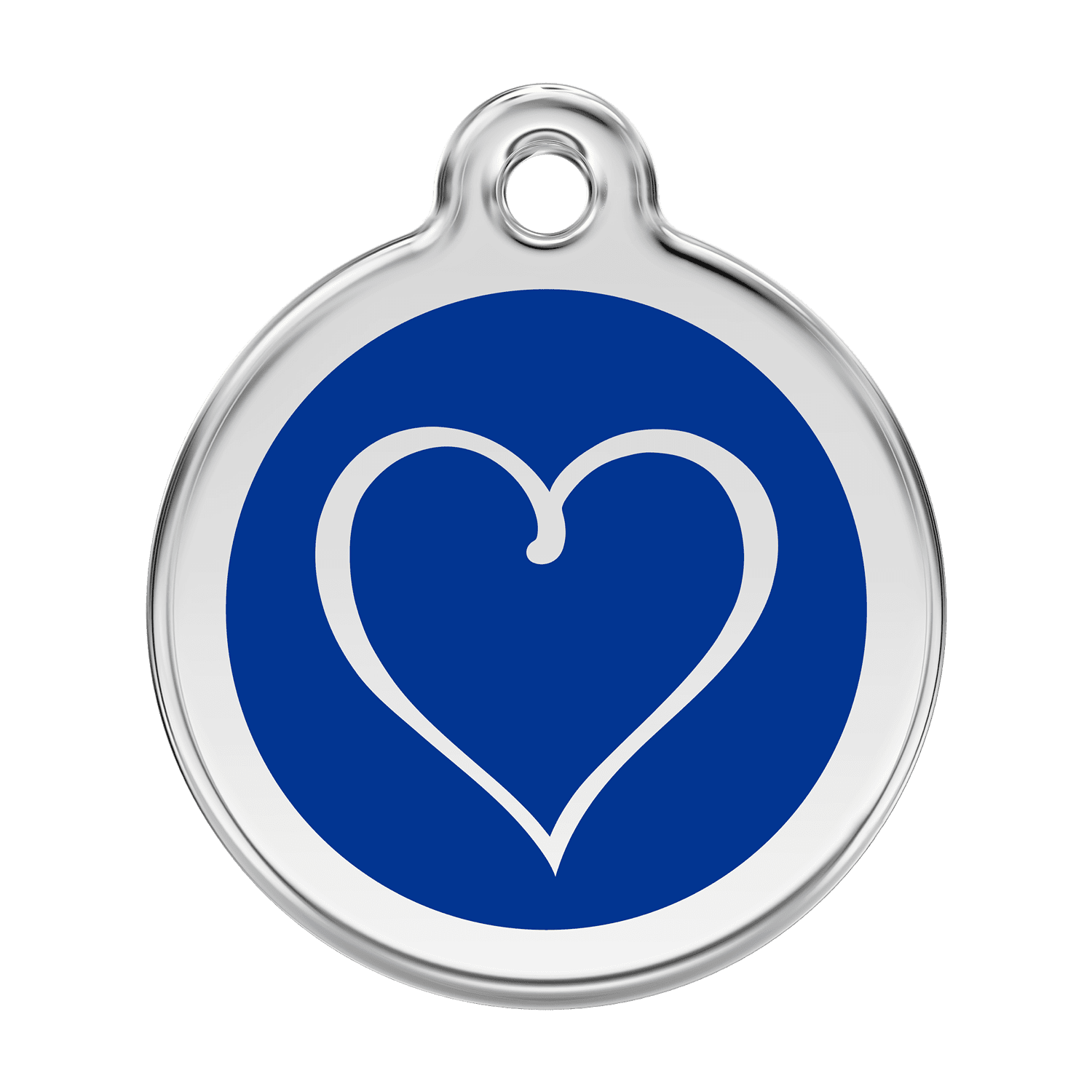 Vue avant - Médaille personnalisée pour chien Red Dingo Coeur Tribal Bleu foncé - Taglia L