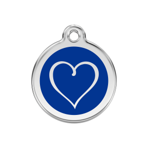 Medaglietta per cane medio Cuore Tribale smalto blu scuro e acciaio inox