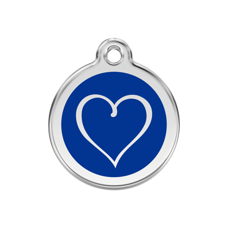 Vue avant - Médaille personnalisée pour chien ou chat Red Dingo Coeur Tribal Bleu foncé 30.00mm
