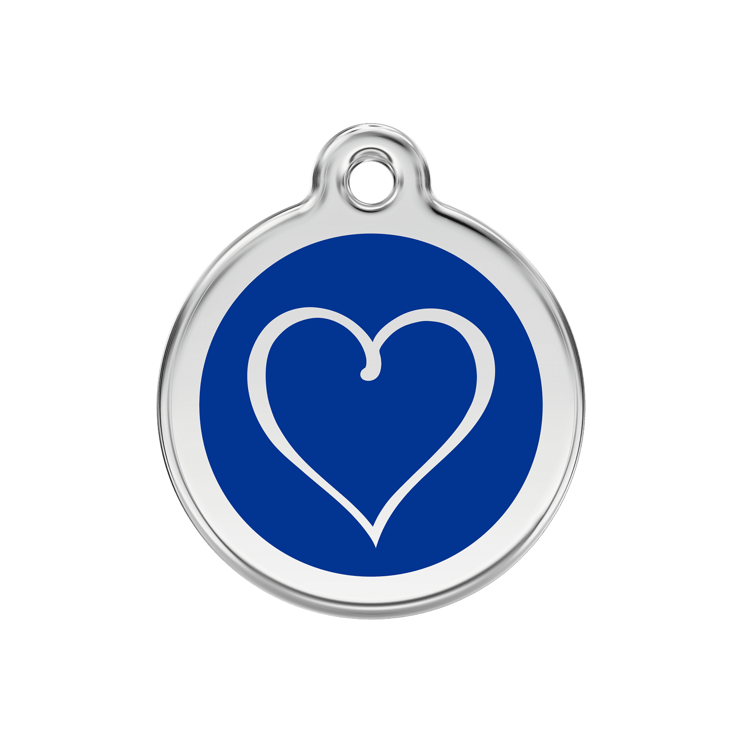 Vue avant - Médaille personnalisée pour chien ou chat Red Dingo Coeur Tribal Bleu foncé 30.00mm