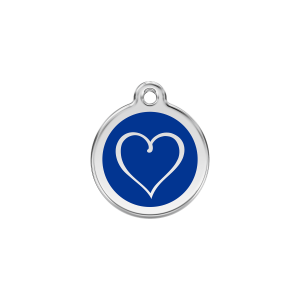 Medaglietta per gatto Cuore Tribale blu scuro smalto e acciaio inox S