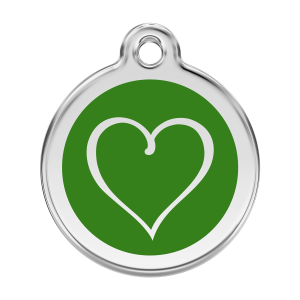 Medaglietta per cane grande cuore tribale verde smalto e acciaio inox