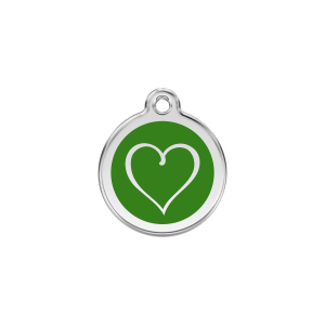 Medaglietta per gatto Cuore Tribale verde smalto acciaio inox piccola