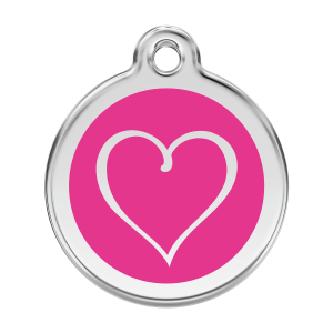 Medaglietta per cane grande Cuore Tribale smalto rosa vivace e acciaio inox