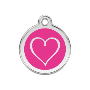 Medaglietta per cane cuore tribale smalto rosa vivace media