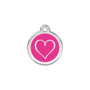 Medaglietta per cane piccolo Cuore Tribale smalto rosa S 20mm