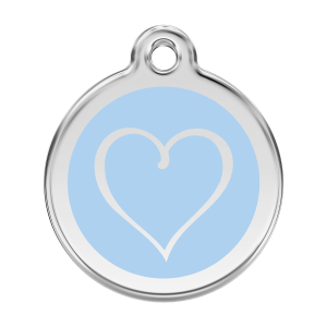 Medaglietta per cane grande cuore tribale smalto azzurro e acciaio inox