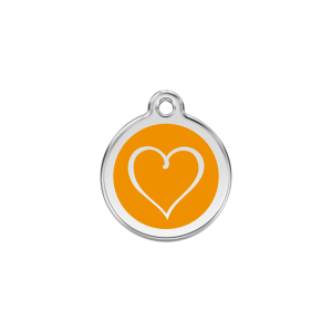 Medaglietta per gatto Cuore Tribale arancione smalto e acciaio inox S