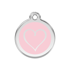 Medaglietta per cane medio cuore tribale smalto rosa acciaio inox