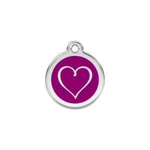 Medaglietta per gatto Cuore Tribale smalto viola S 20 mm