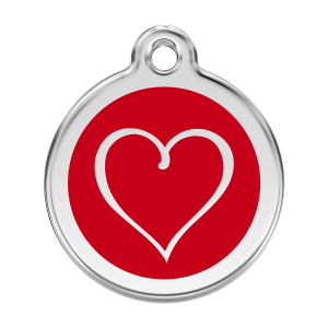 Medaglietta per cane grande Cuore Tribale rosso smalto e acciaio inox