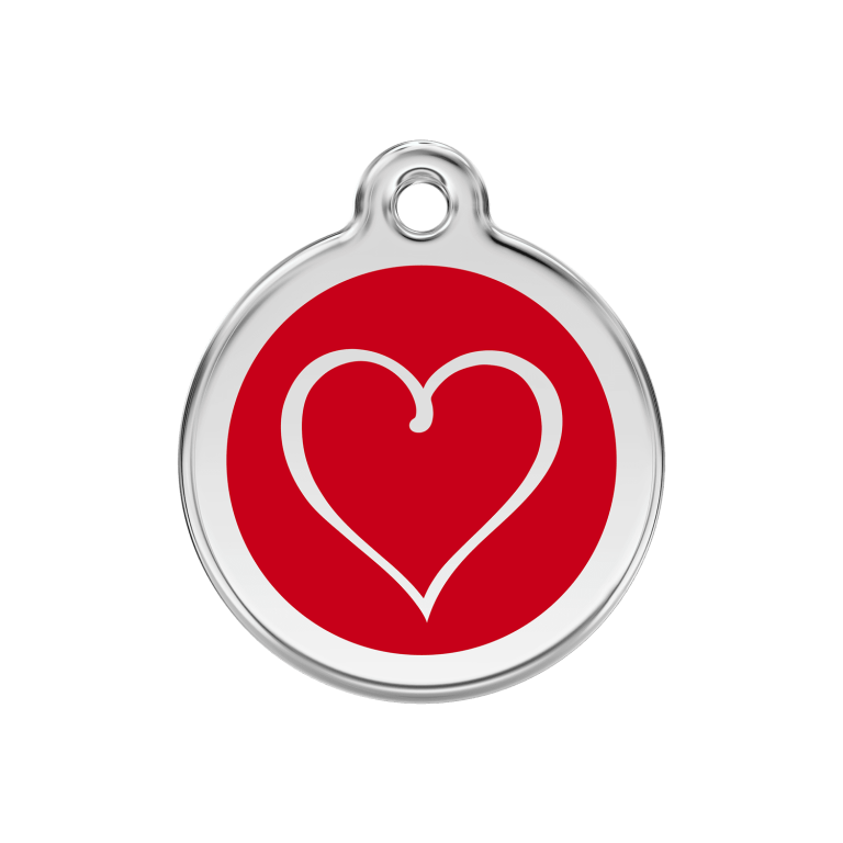 Vue avant - Médaille personnalisée pour chien ou chat Red Dingo Coeur Tribal Rouge 30.00mm