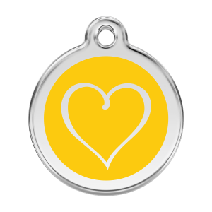 Medaglietta per cane grande cuore tribale smalto giallo