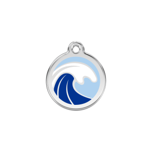 Azzurro Onda Smalto Acciaio Inox Medaglietta Gatto Piccola