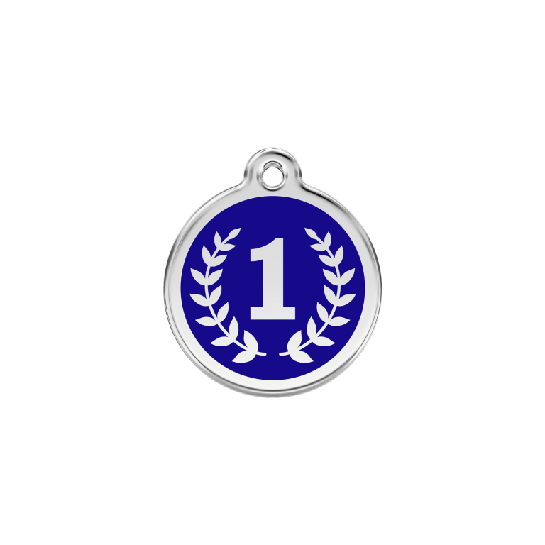 Vue avant - Médaille personnalisable pour chien/chat Red Dingo Émail/Acier inoxydable Bleu foncé - Taglia S