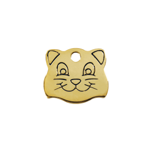Medaglietta testa di gatto in ottone piatto S