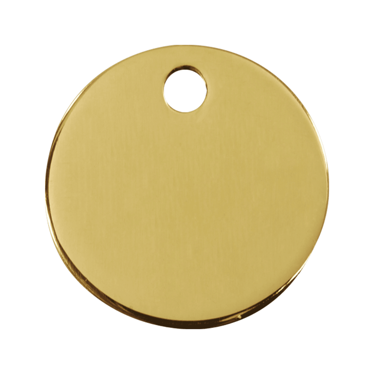 Vue avant - Médaille personnalisable Red Dingo Laiton Plat Cercle pour chien ou chat - Réf. 03-CL-ZZ-LG