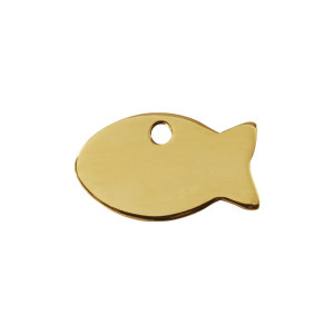 Medaglietta per gatto piccola in ottone piatto motivo Pesce
