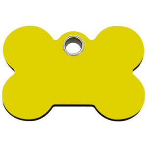 Medaglietta per cane grande Osso giallo in plastica piatta