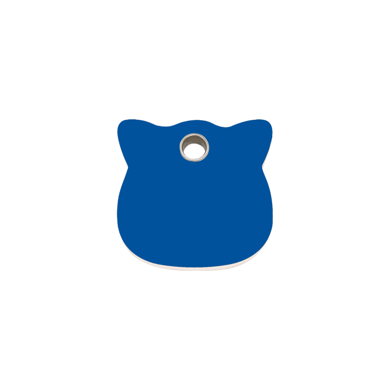 Vue avant - Médaille personnalisée pour chat Red Dingo - Plastique plat bleu foncé - Taglia S